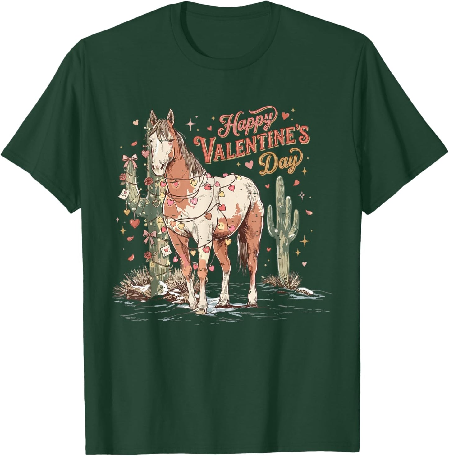 Funny Cowboy Cowgirl Western Valentine Horse Lover Howdy T-Shirt - T-Shirt | Forest