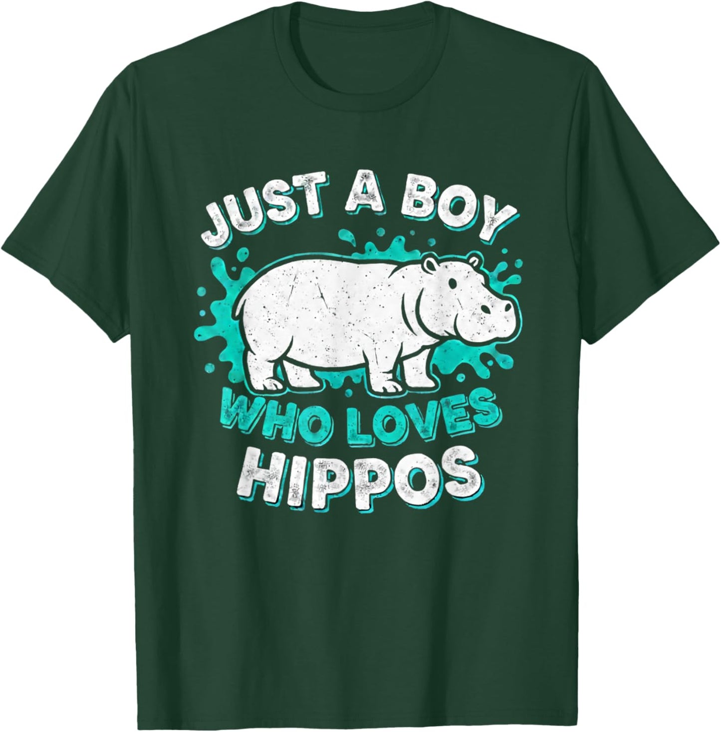 Kids Hippo Hippopotamus Just A Boy Who Loves Hippos T-Shirt - T-Shirt | Forest