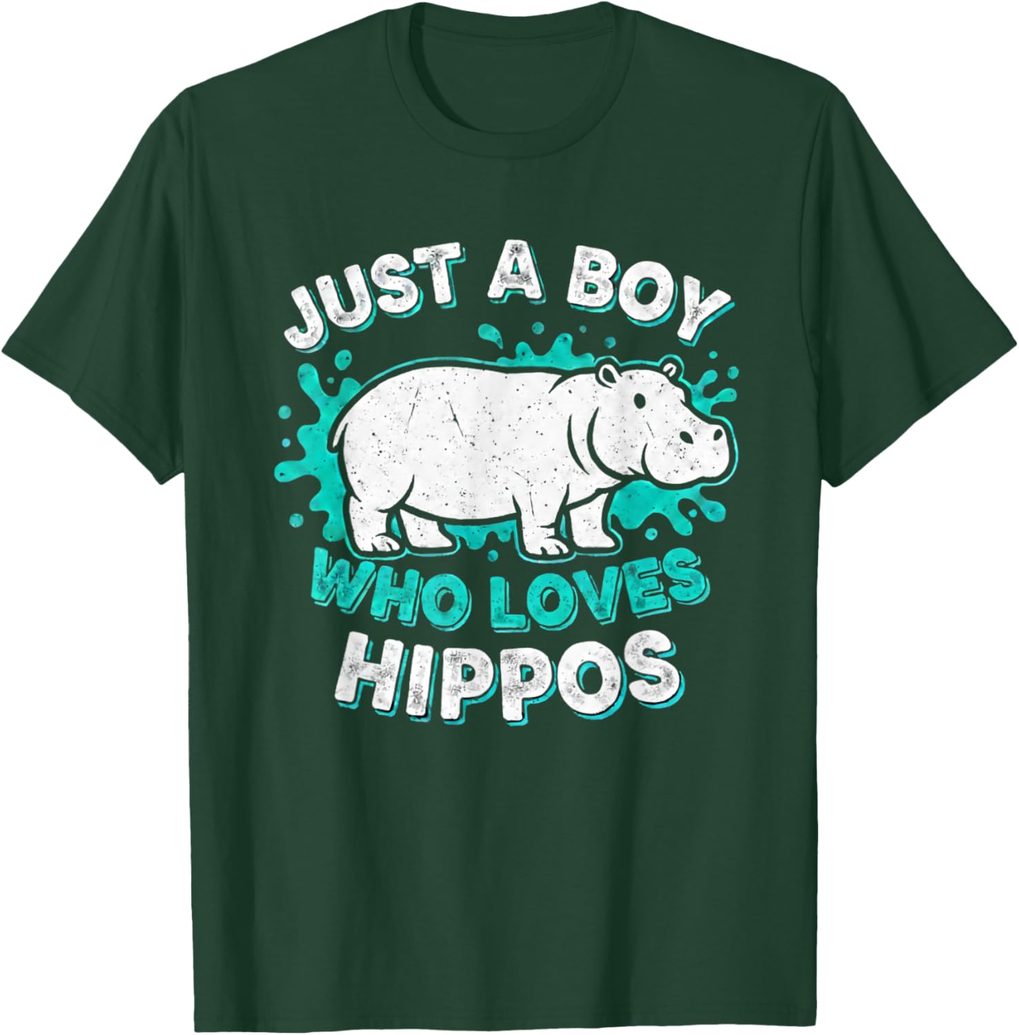 Kids Hippo Hippopotamus Just A Boy Who Loves Hippos T-Shirt - T-Shirt | Forest