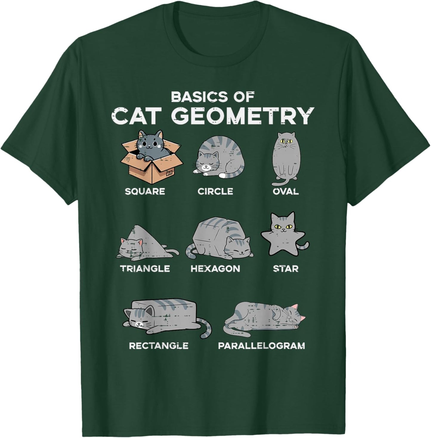 Basics of Cat Geometry Funny Kitten Kitty Math Men Women Kid T-Shirt - T-Shirt | Forest