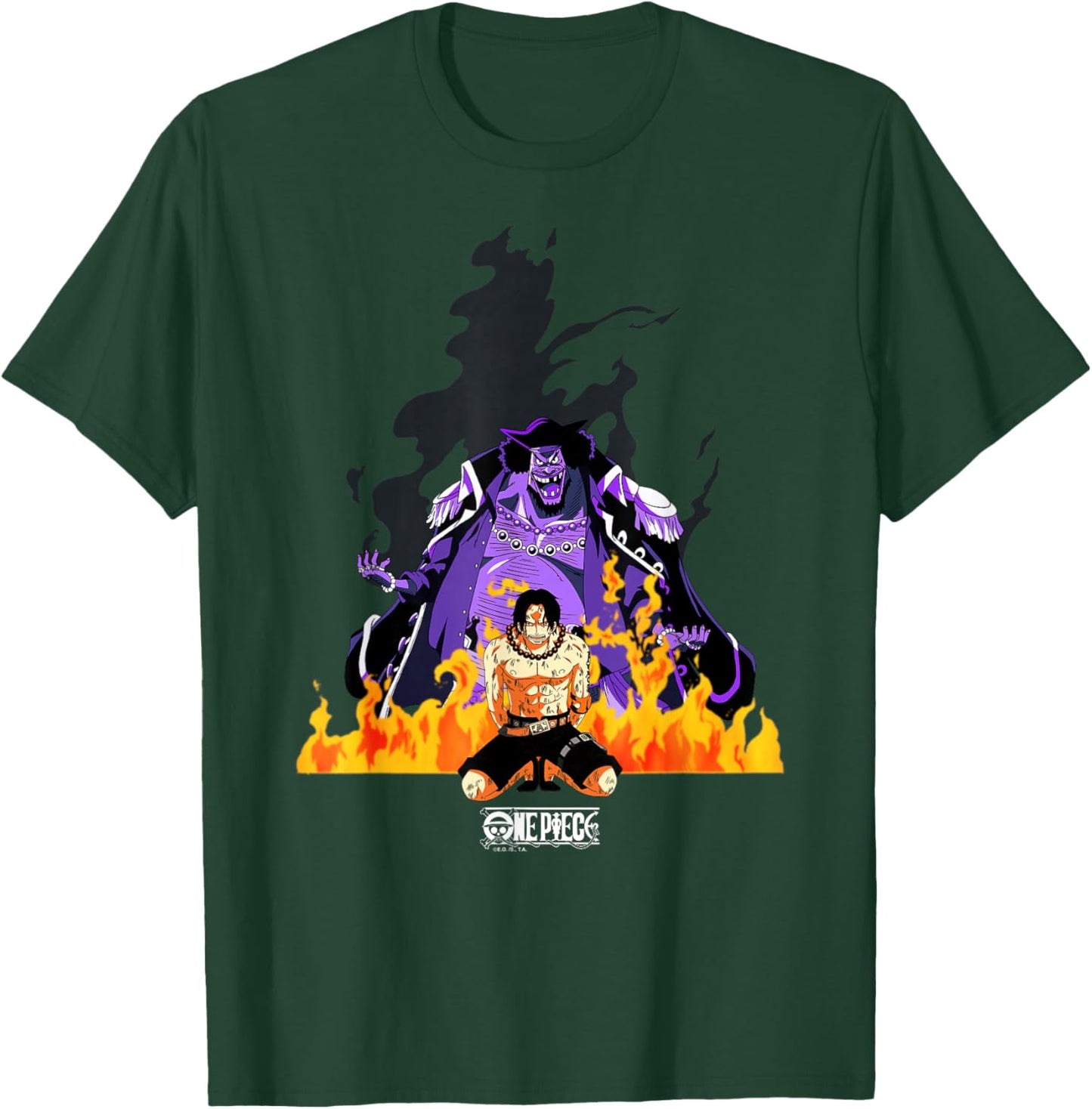 One Piece Anime Ace vs Blackbeard Flames New World T-Shirt - T-Shirt | Forest