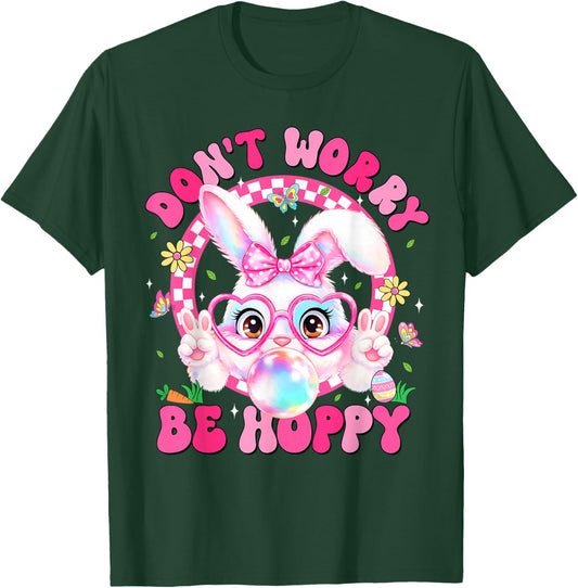 Retro Easter Dont Worry Be Hoppy Cute Bunny Easter Day Women T-Shirt - T-Shirt | Forest