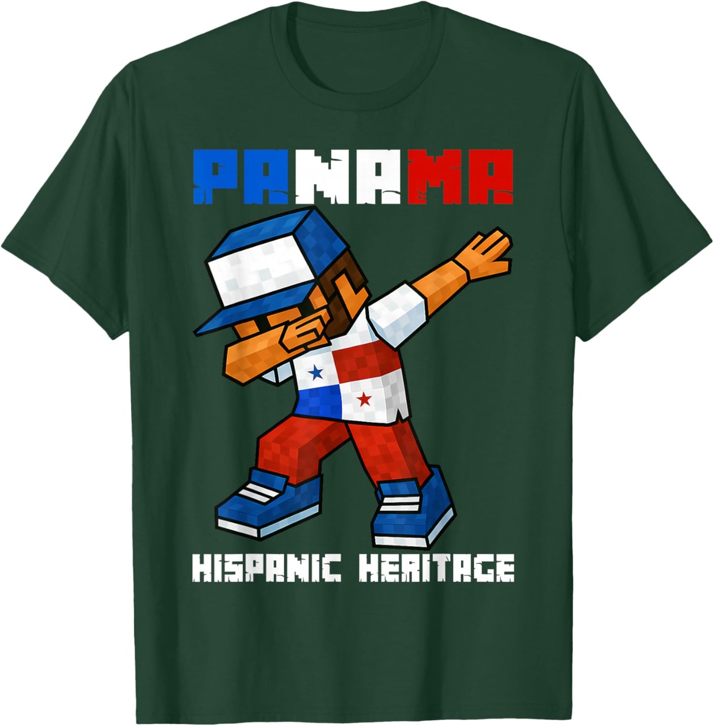 Panama Dab Boy Game Pixel Hispanic Heritage Panamanian Kids T-Shirt - T-Shirt | Forest
