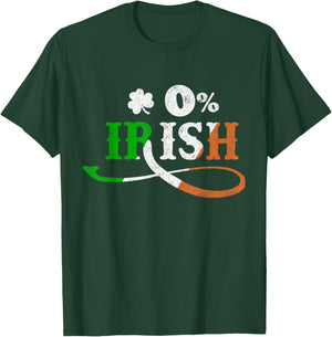 0% Irish St. Patrick’s Day Funny Ireland Flag Lucky T-Shirt - T-Shirt | Forest