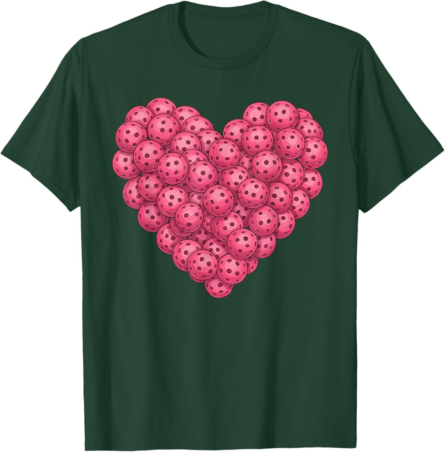 Pickleball Heart Valentines Day Pickleball Player Sports Fan T-Shirt - T-Shirt | Forest