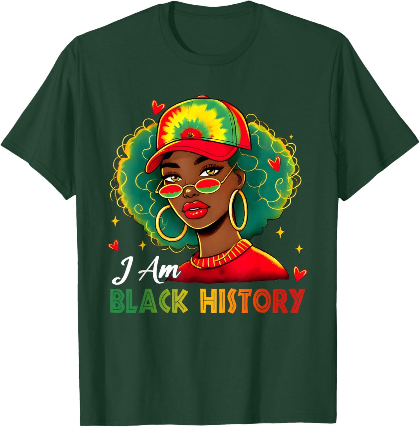 I Am Black History Women Girl Black History Month Juneteenth T-Shirt - T-Shirt | Forest