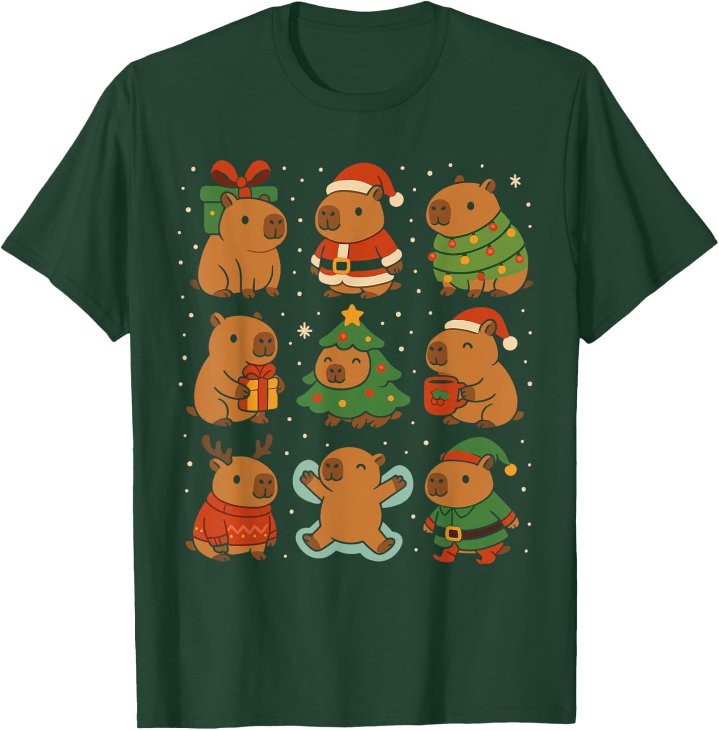 Capybara Christmas Shirt, Funny Capy Holidays T-Shirt - T-Shirt | Forest