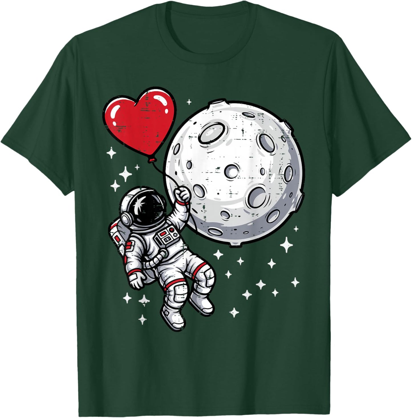 Valentines Day Astronaut Heart Balloon Boys Kids Men Women T-Shirt - T-Shirt | Forest