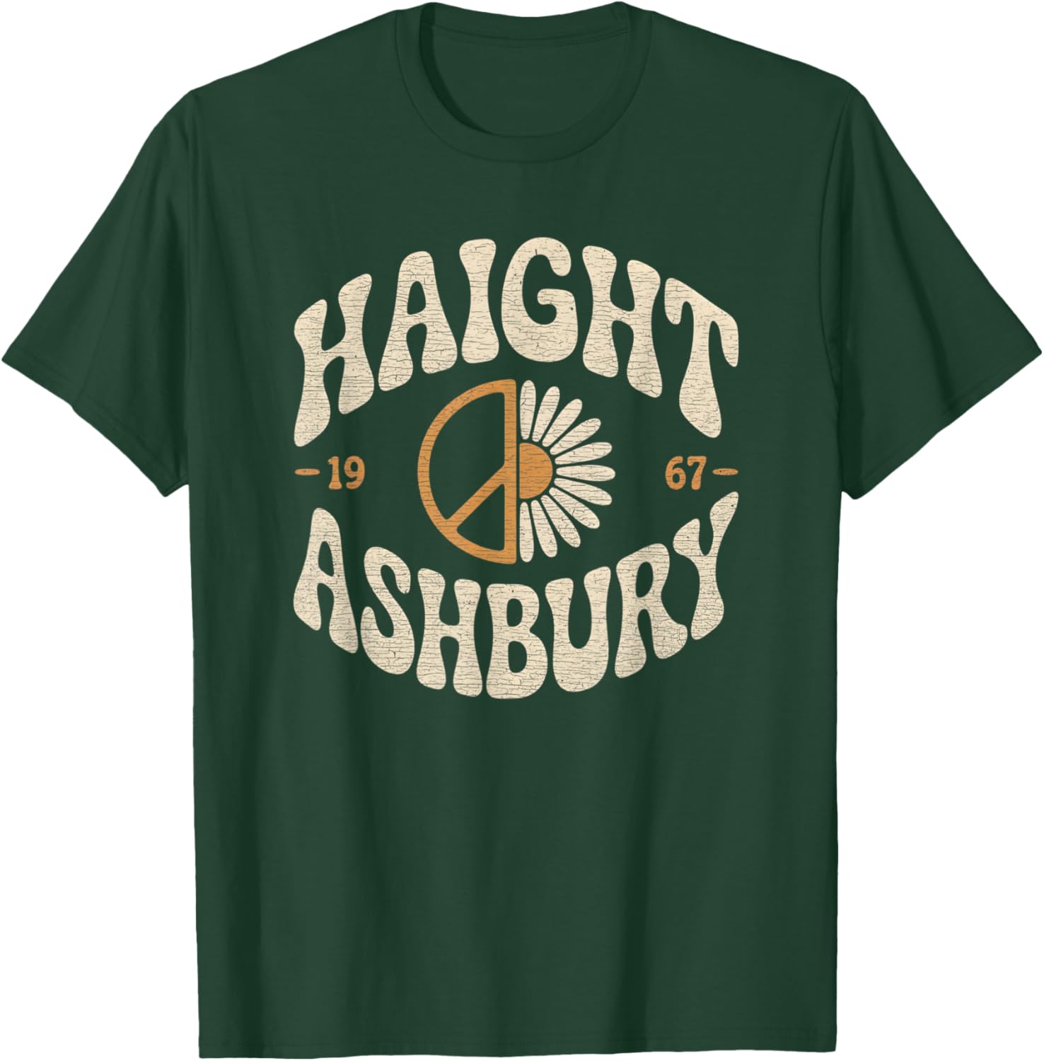 Haight Ashbury 1967 Hippie 60s Peace Flower Retro Vintage T-Shirt - T-Shirt | Forest