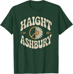Haight Ashbury 1967 Hippie 60s Peace Flower Retro Vintage T-Shirt - T-Shirt | Forest