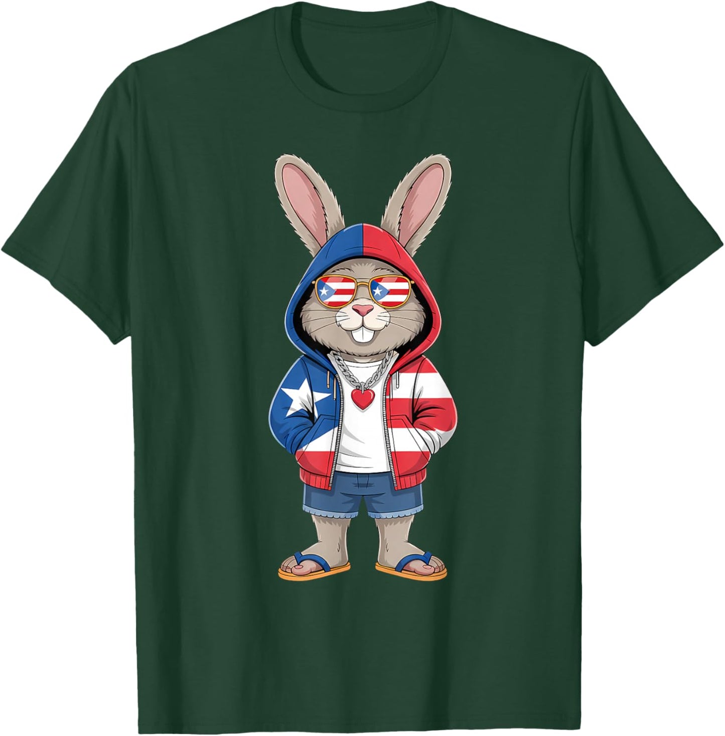 Puerto Rico Rabbit Puerto Rican Flag Bunny T-Shirt - T-Shirt | Forest