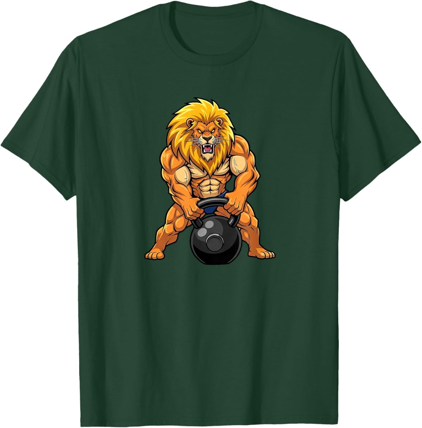 Lion Gym King Kettlebell Workout Fitness Design T-Shirt - T-Shirt | Forest