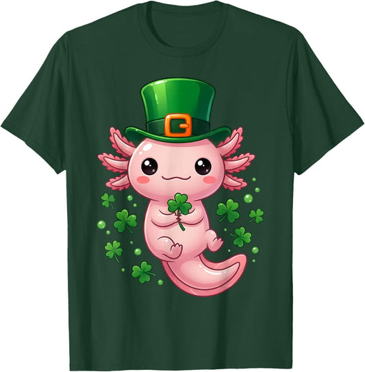Axolotl St Patricks Day Boys Girls Kids Saint Pattys Women T-Shirt - T-Shirt | Forest