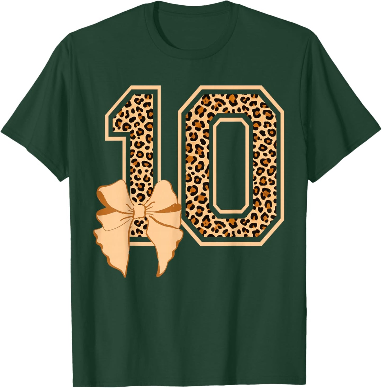 10th Birthday Girl Leopard Coquette Bow 10 Year Old T-Shirt - T-Shirt | Forest