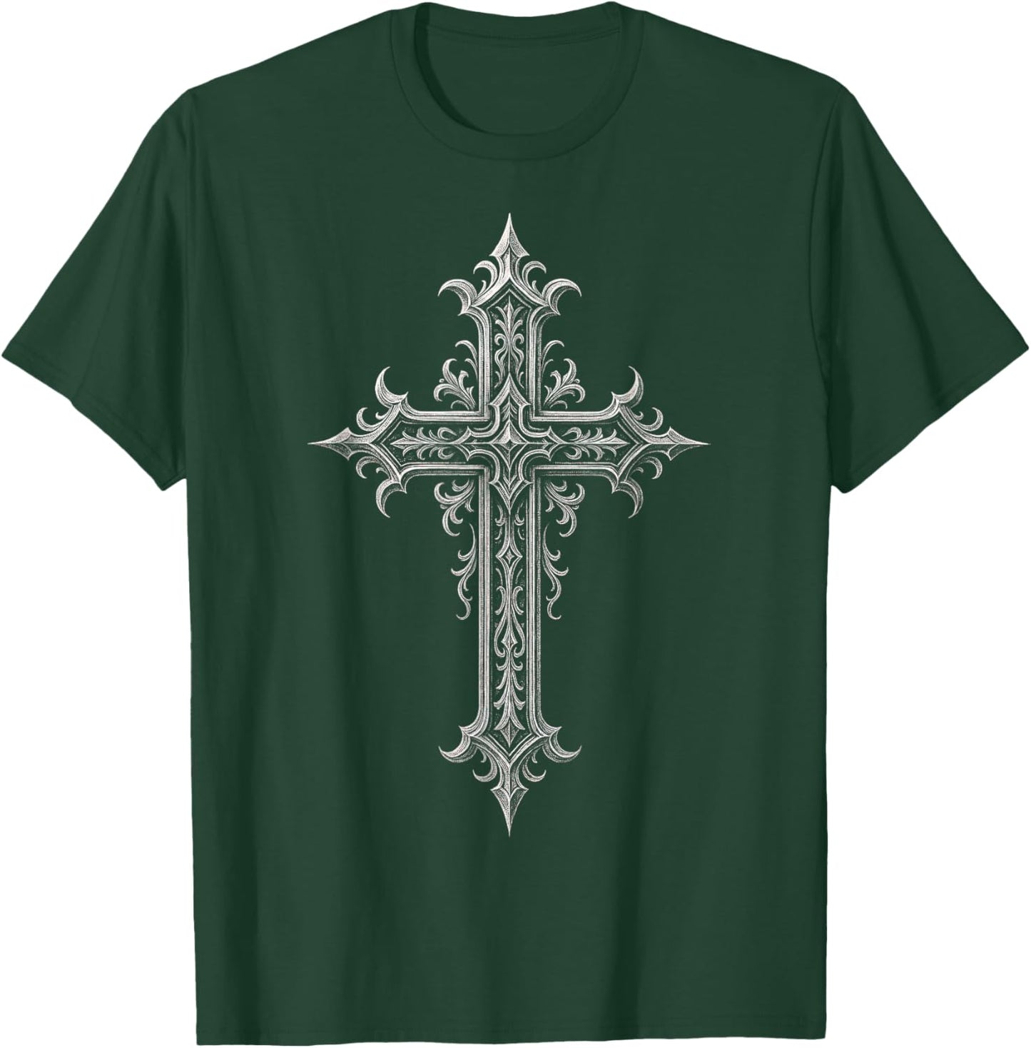 Cross Design - Gothic Grunge Aesthetic Y2K T-Shirt - T-Shirt | Forest
