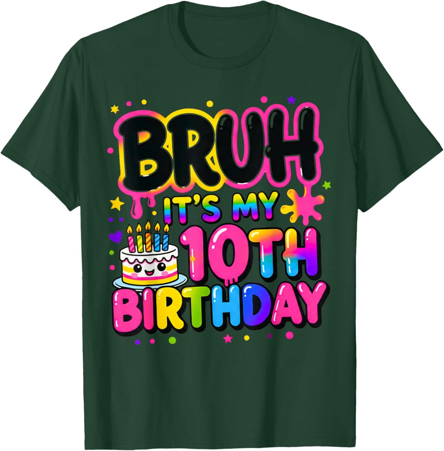 10th Birthday Girls 10 Years Old Bruh Double Digits Birthday T-Shirt - T-Shirt | Forest