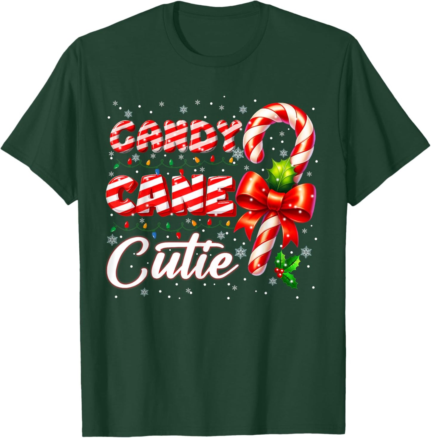 Candy Cane Cutie Christmas Xmas Coquette Cute Toddler Girl T-Shirt - T-Shirt | Forest