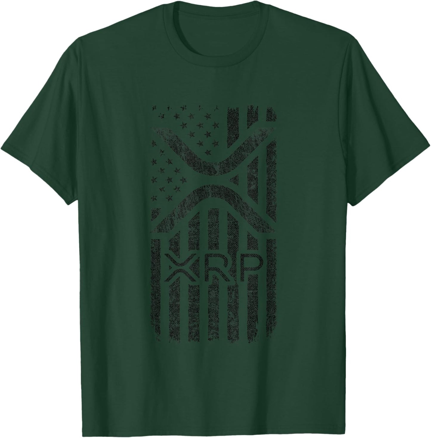 XRP - American Flag XRP Logo Graphic - XRP Crypto T-Shirt - T-Shirt | Forest