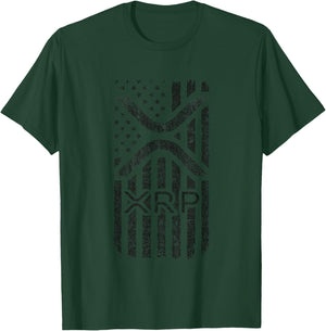 XRP - American Flag XRP Logo Graphic - XRP Crypto T-Shirt - T-Shirt | Forest