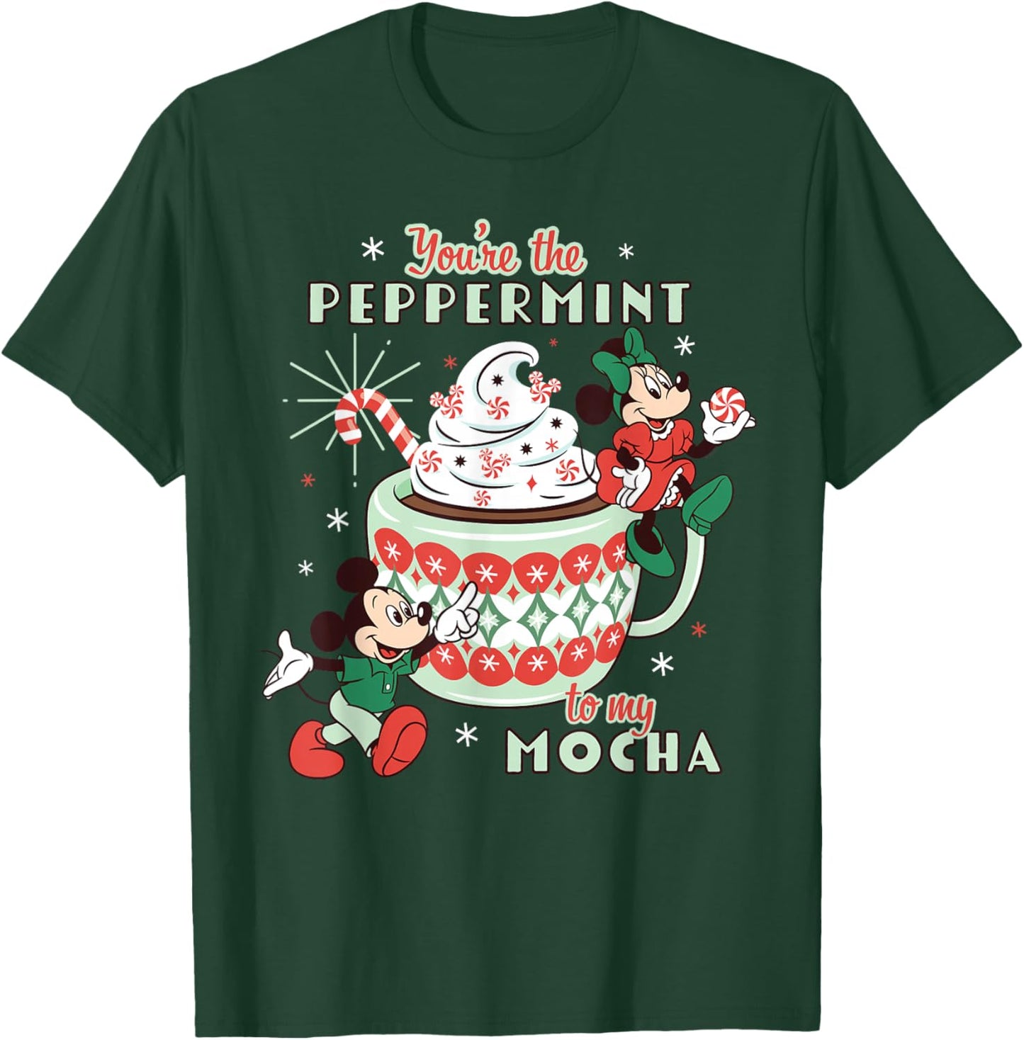 Disney Mickey & Minnie The Peppermint to My Mocha Holiday T-Shirt - T-Shirt | Forest