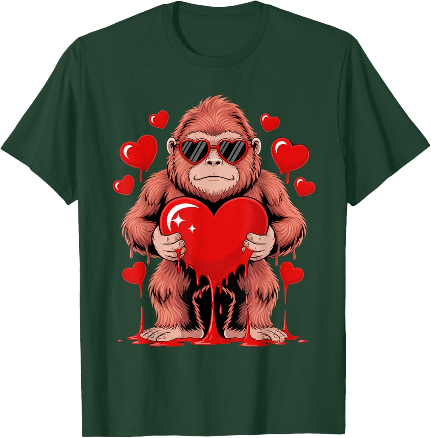 Valentines Day Bigfoot Heart Love Cute Valentine Sasquatch T-Shirt - T-Shirt | Forest