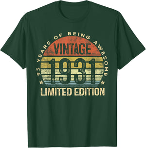 Vintage 1931 Limited Edition 95-Year-Old 95th Birthday T-Shirt - T-Shirt | Forest
