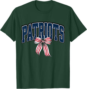 Vintage Patriot Bow School Spirit Men Women Kids T-Shirt - T-Shirt | Forest
