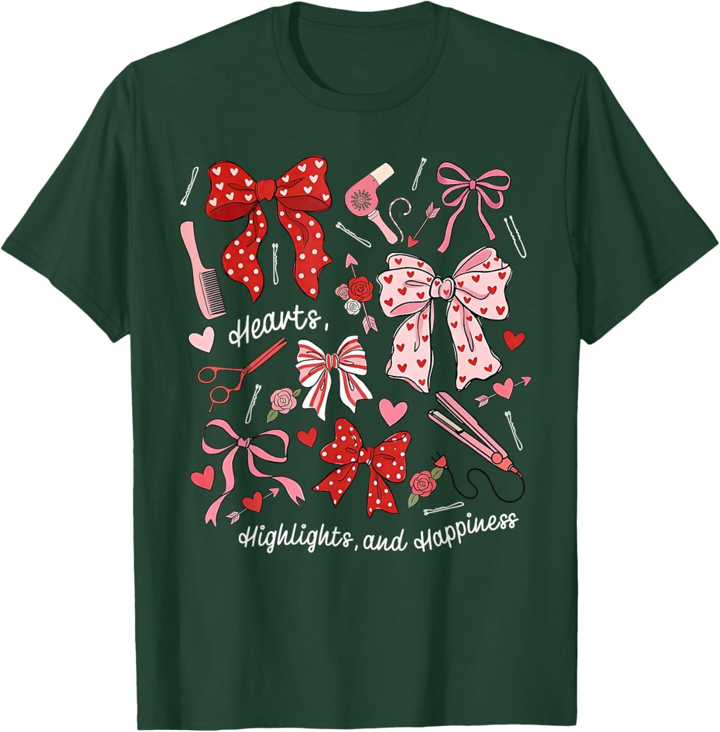 Coquette Bow Hairdresser Valentine Day Hairstylist Salon Spa T-Shirt - T-Shirt | Forest