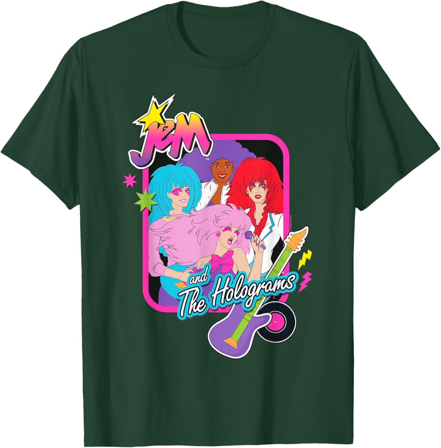 Jem and The Holograms Pop-Rock Band Portrait Guitar Icon T-Shirt - T-Shirt | Forest
