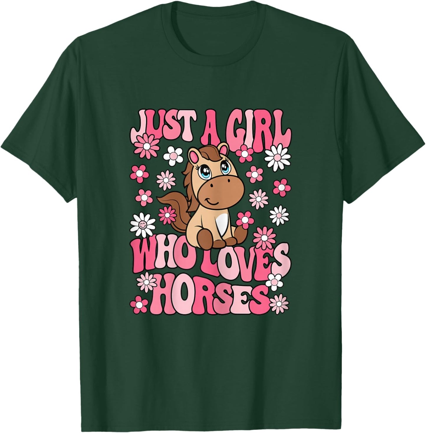 Just A Girl Who Loves Horses Horseback Riding Girls Kids T-Shirt - T-Shirt | Forest
