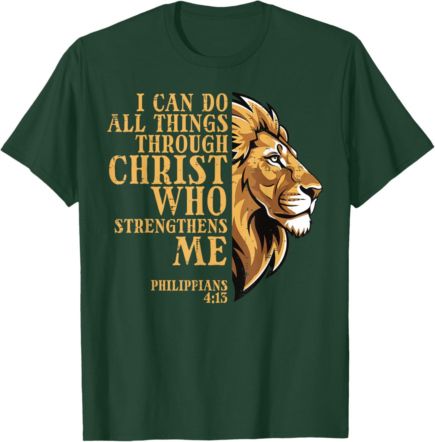 I Can Do All Things Lion Christian God Jesus Men Women Kids T-Shirt - T-Shirt | Forest