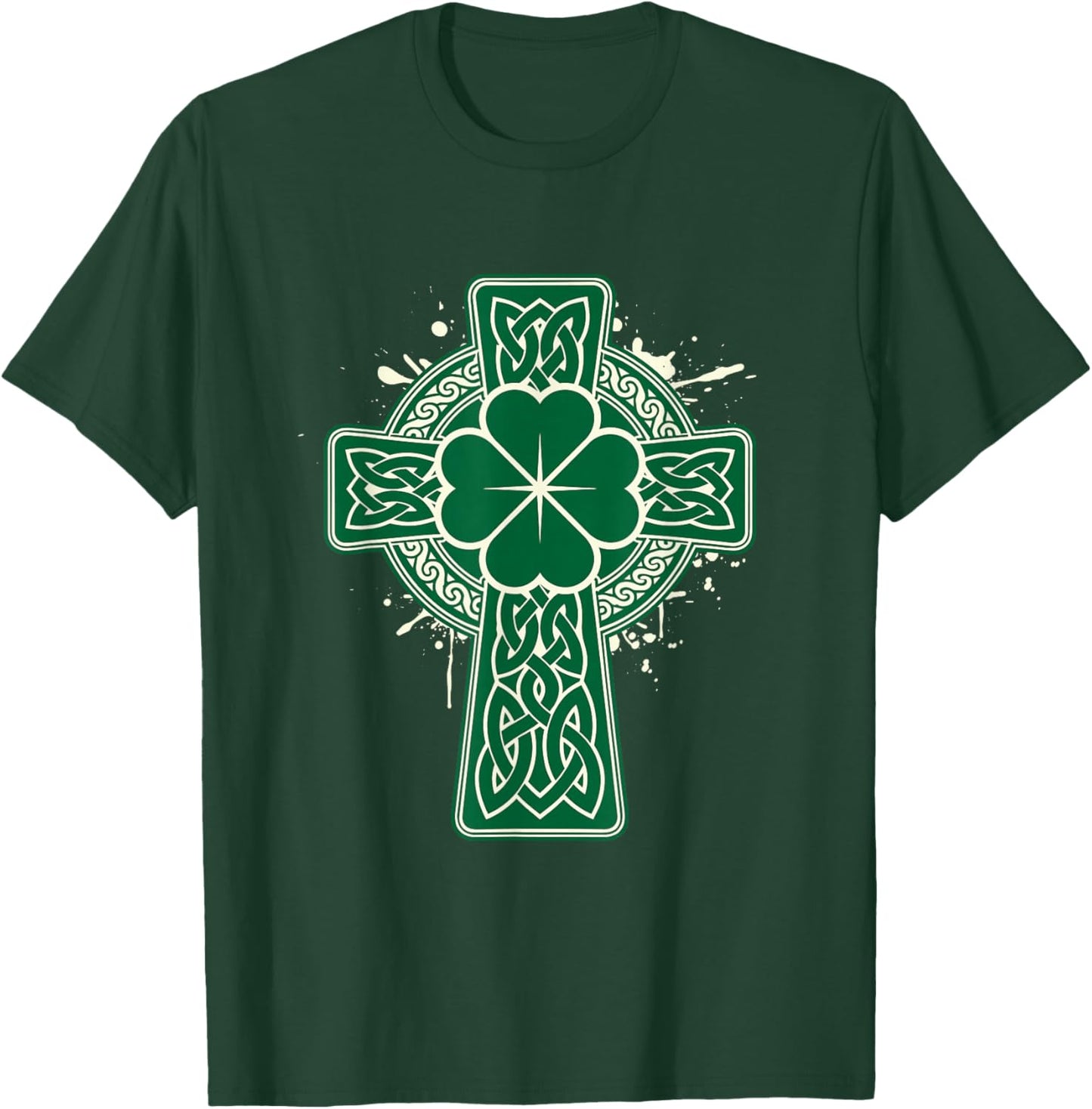 Celtic Knot Clover Cross - St Patrick's Day Irish Pride T-Shirt - T-Shirt | Forest