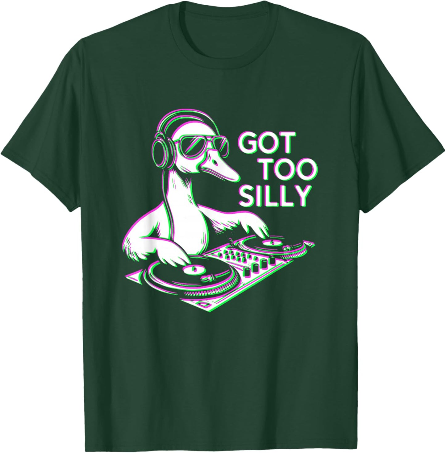 DJ Goose Got Too Silly Turntable Humor Spinning Vinyl Music T-Shirt - T-Shirt | Forest