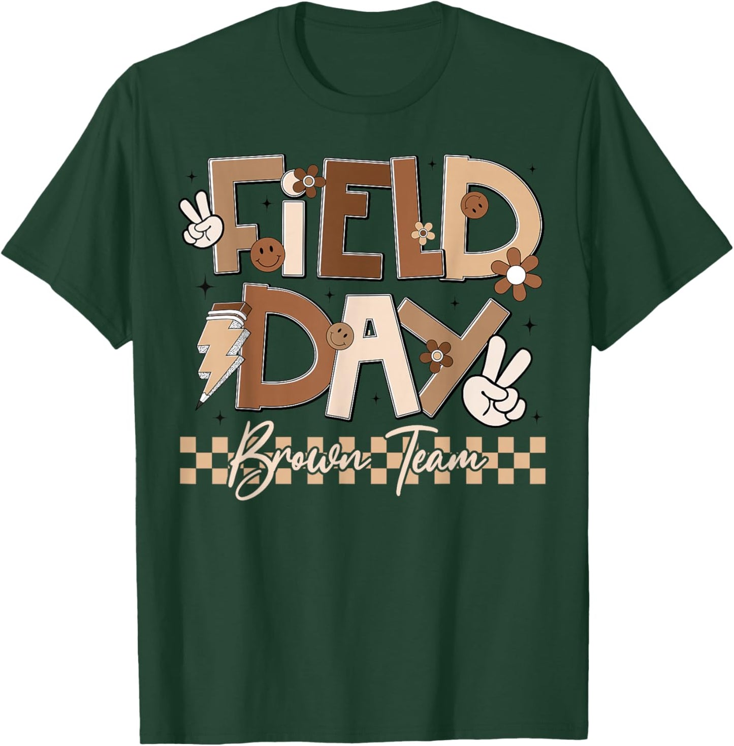 Field Day Brown Team Retro Peace Lightning Men Women Kid T-Shirt - T-Shirt | Forest