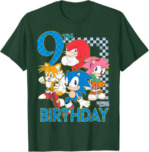 Sonic The Hedgehog 9th Birthday Classic Art Sonic & Friends T-Shirt - T-Shirt | Forest