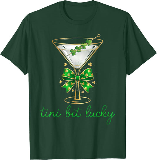 St. Patrick's Martini Irish Baby A Tini Bit Irish Lucky Girl T-Shirt - T-Shirt | Forest