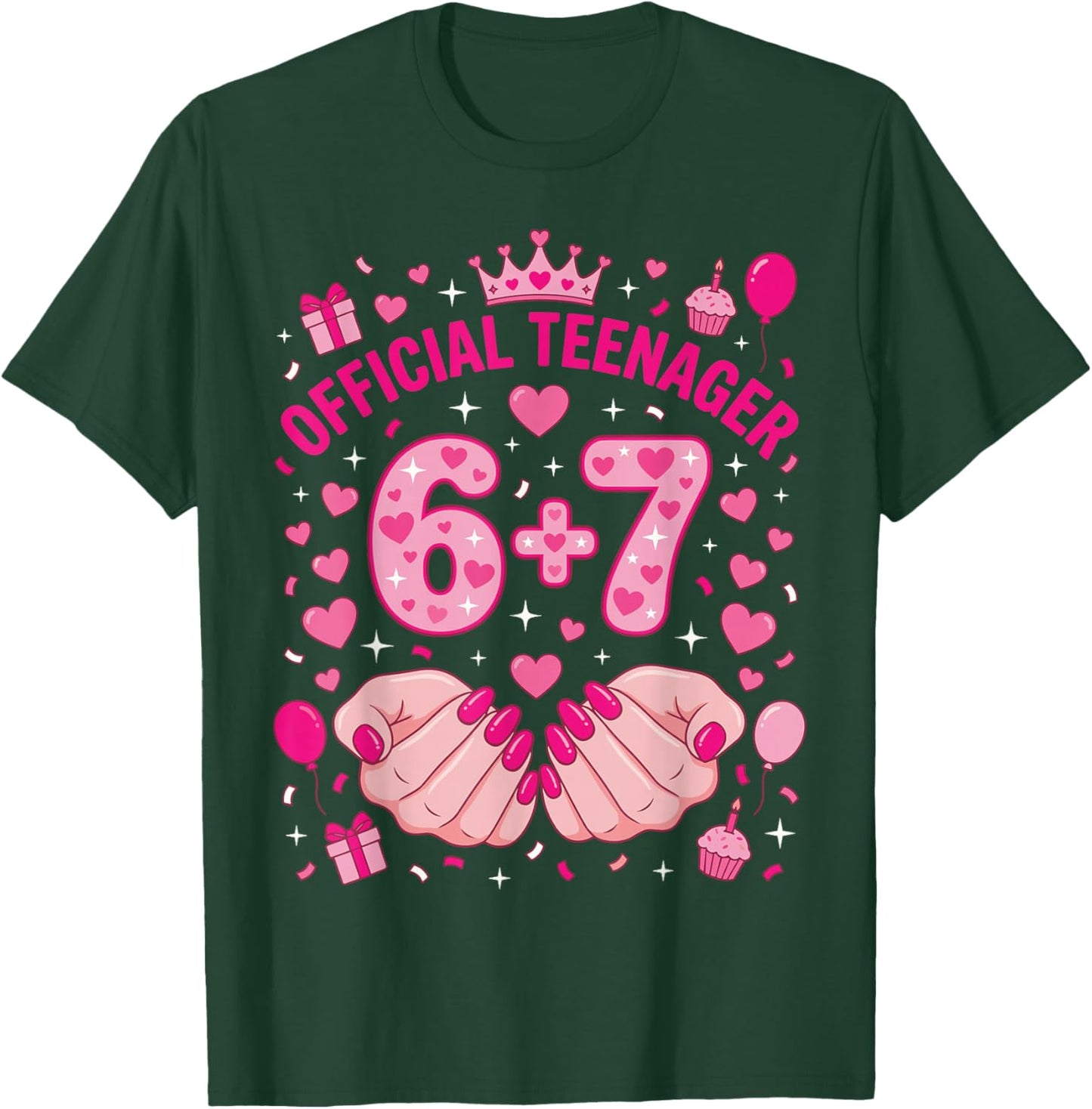 6+7 Year Old Girls Teenager Nails 13th Birthday 67 T-Shirt - T-Shirt | Forest