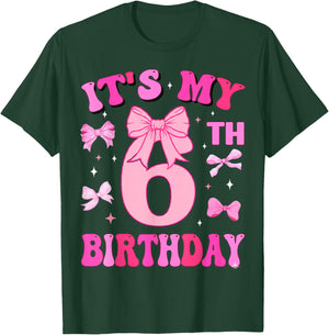 6th Birthday Girls Six Years Old It's My Six Bday T-Shirt - T-Shirt | Forest