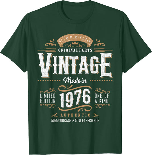 Vintage 1976 Dual Sided 50th Birthday 50 Years Old T-Shirt - T-Shirt | Forest