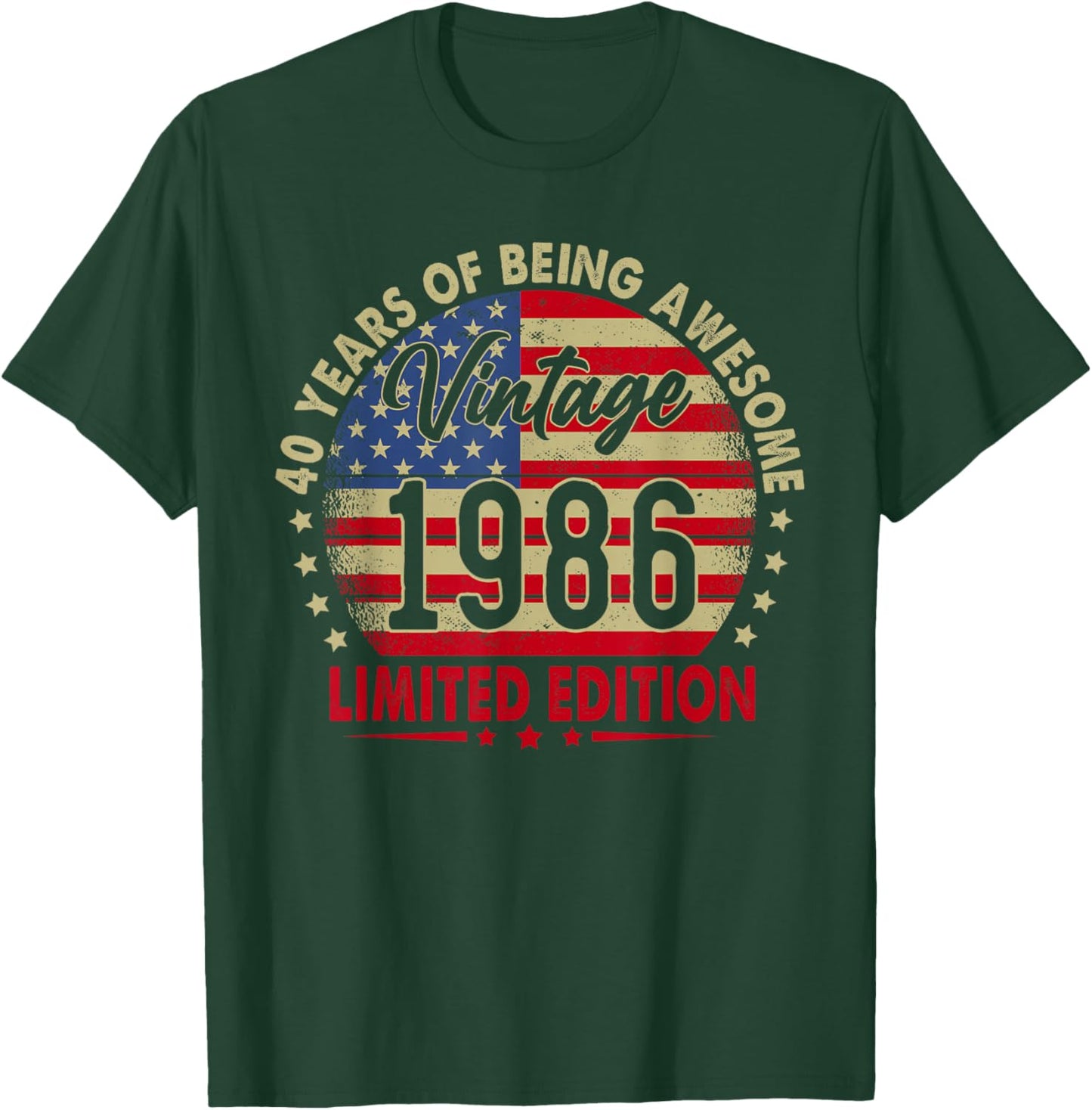Vintage 1986 Limited Edition 40th Birthday 40 Years Old T-Shirt - T-Shirt | Forest