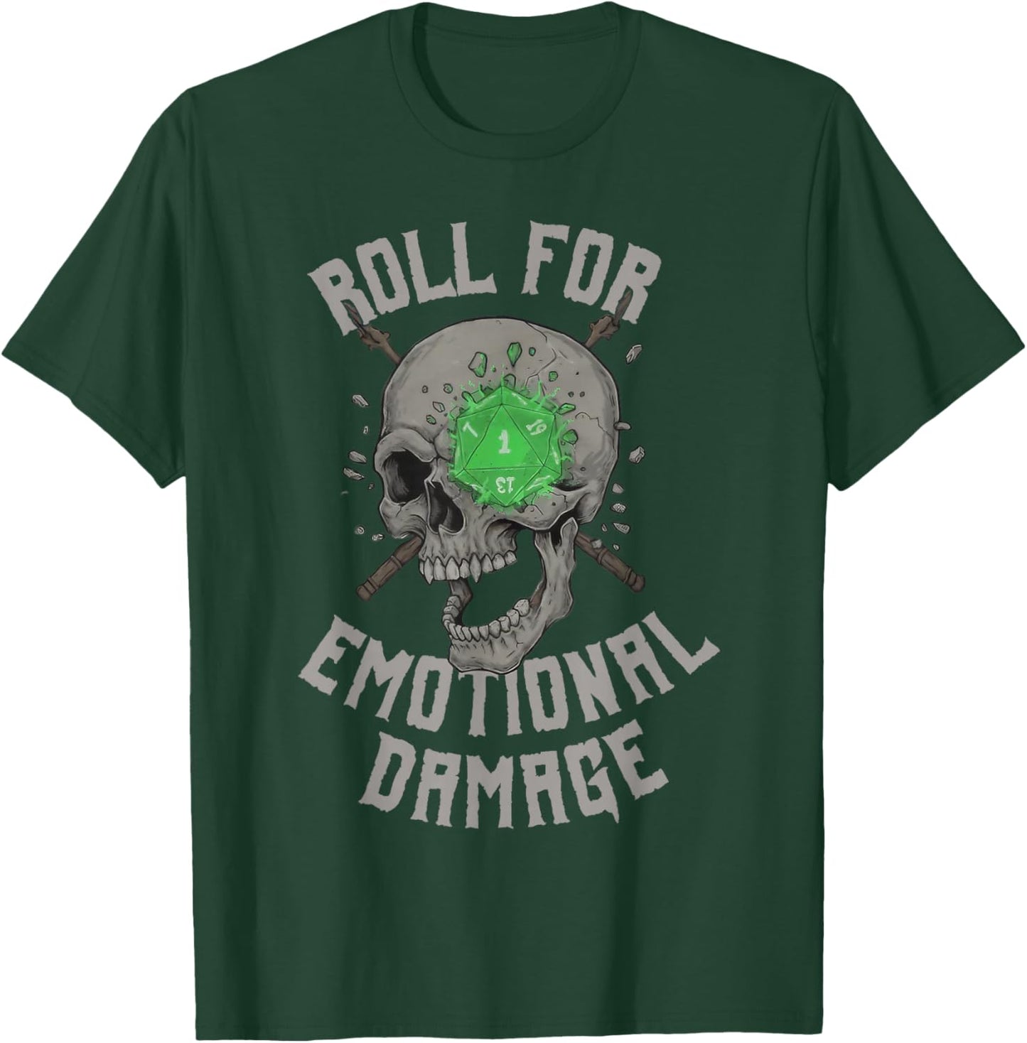 Roll for Emotional Damage Funny Skull Meme T-Shirt - T-Shirt | Forest