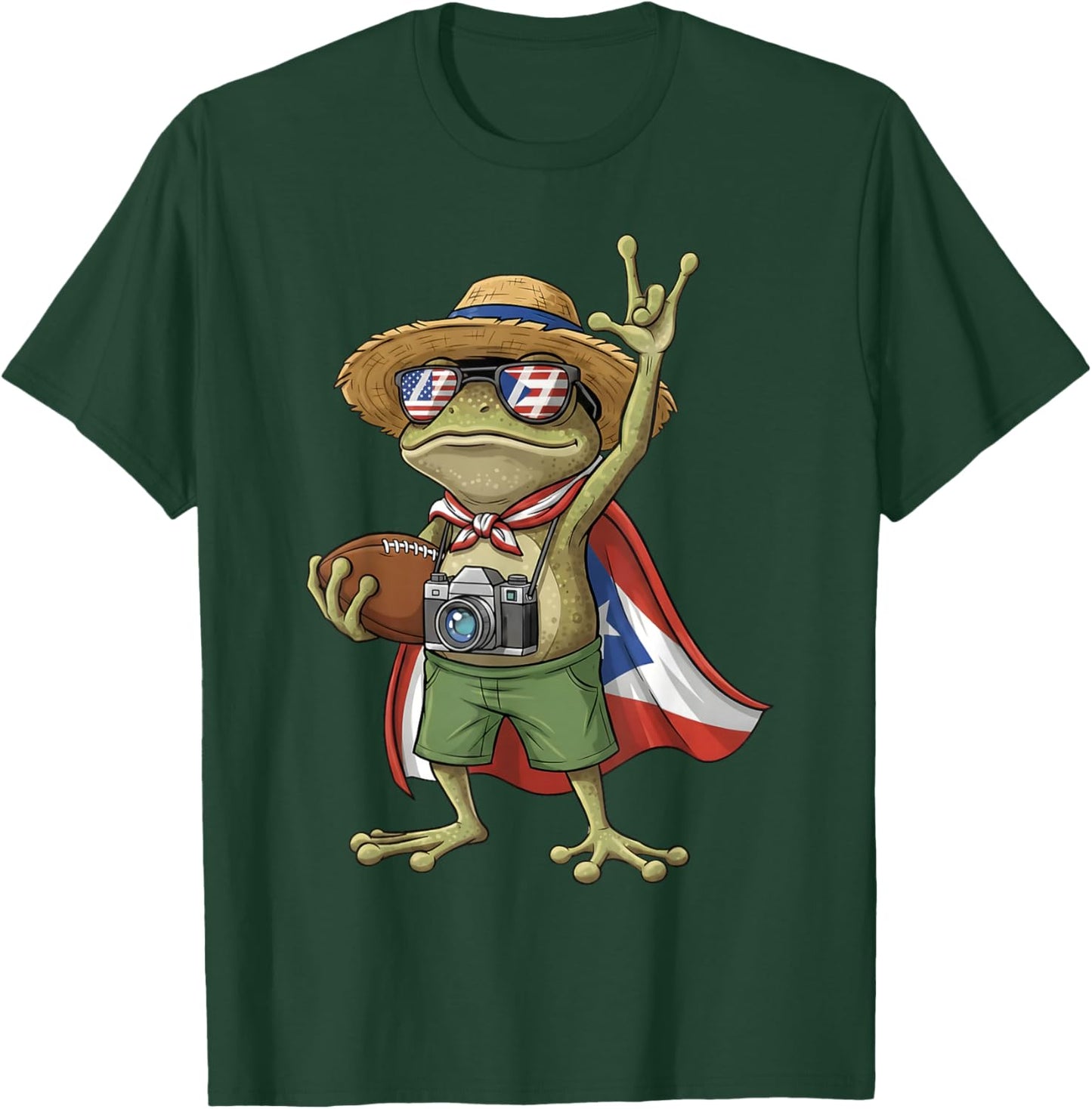 Coqui Frog Puerto Rico Flag Puerto Rican Football Boricua T-Shirt - T-Shirt | Forest