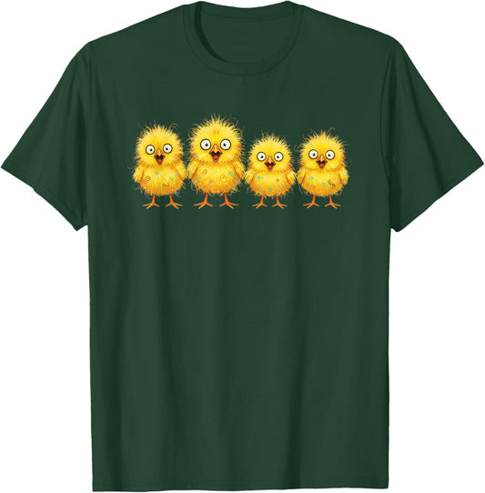 Scribble Chicks Line Up Cute Yellow Baby Chicken Art Gift T-Shirt - T-Shirt | Forest