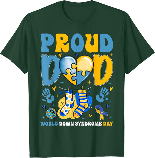 Retro Proud Dad World Down Syndrome Day Father Boy Men T-Shirt - T-Shirt | Forest