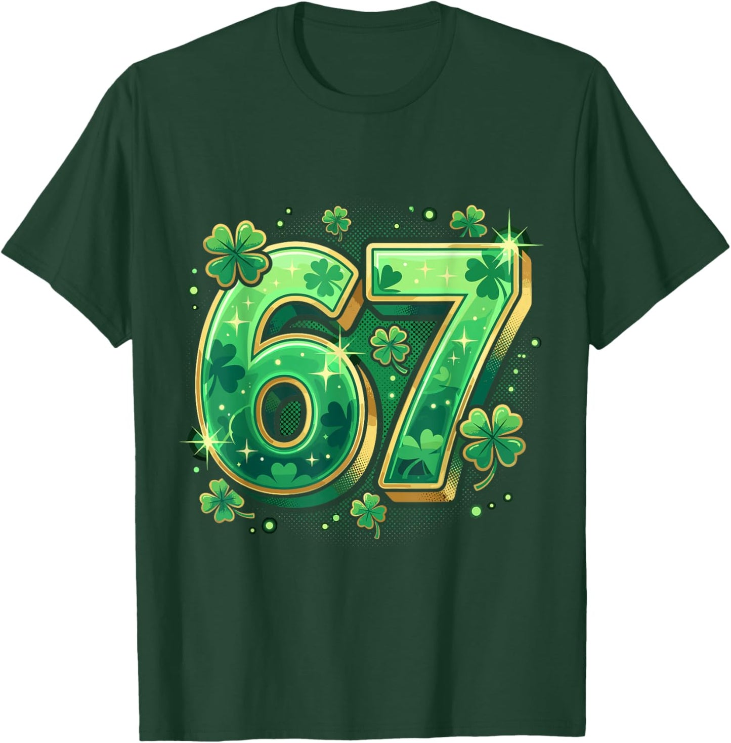 Six Seven 67 Funny St Patricks Day Shamrock Meme Men Women T-Shirt - T-Shirt | Forest