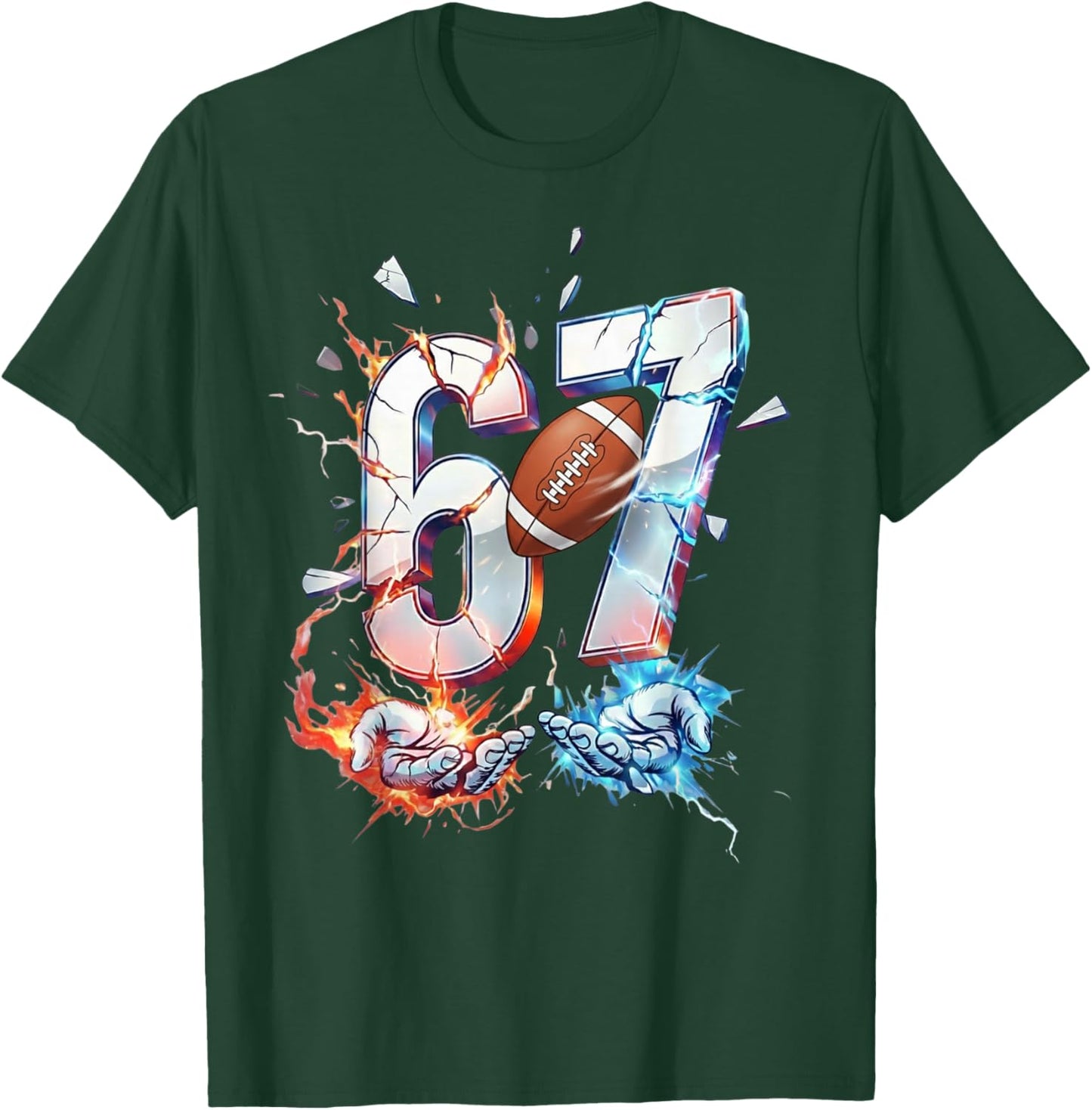 6 7 Football Six Seven Meme 67 Hands Funny Kids Men Women T-Shirt - T-Shirt | Forest