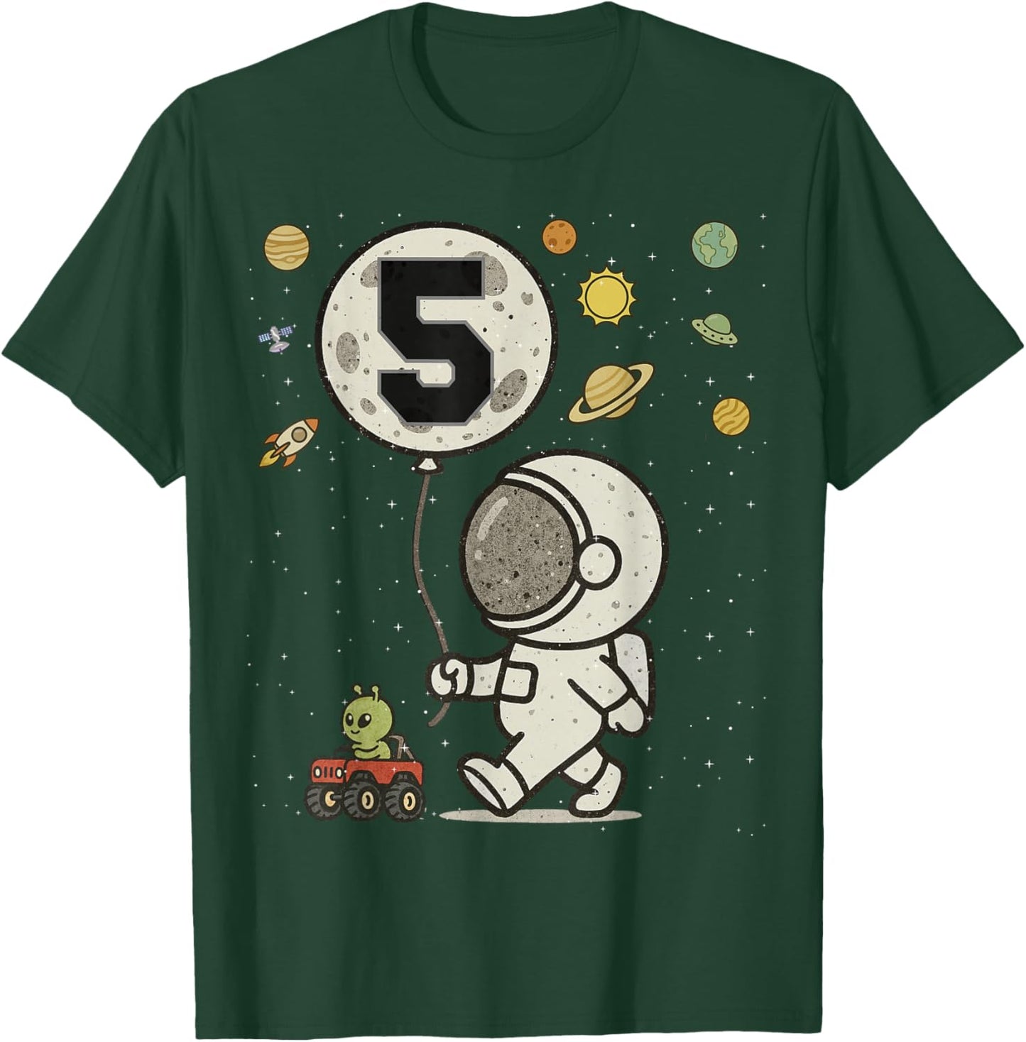 Astronaut 5th Birthday 5 Year Old Space Matching Family T-Shirt - T-Shirt | Forest
