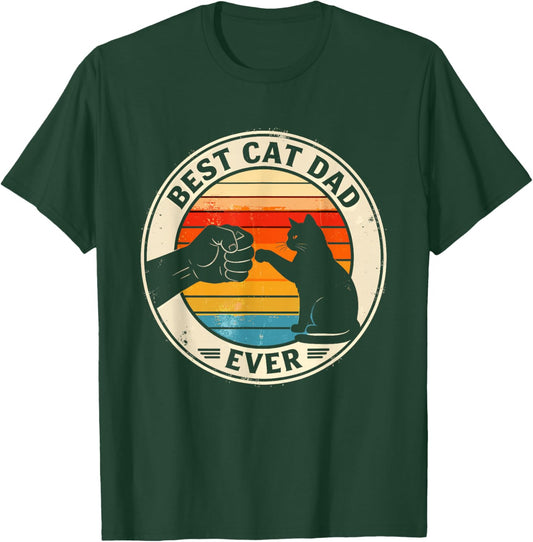 Retro Cat Dad Ever Cats Lovers , Women, and Kids T-Shirt - T-Shirt | Forest