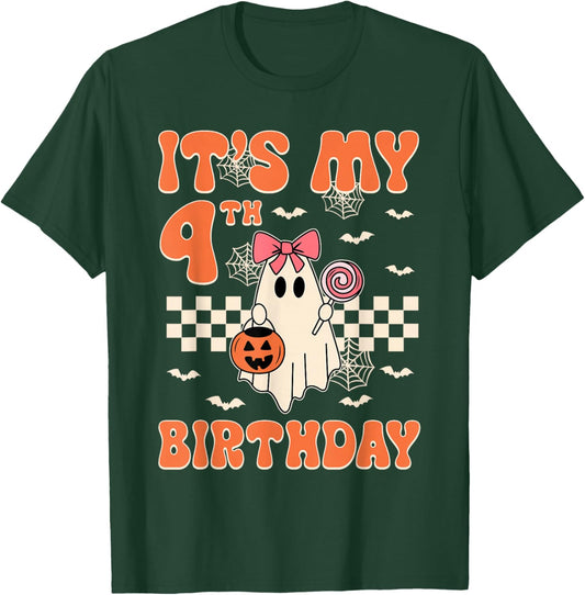 It's My 4th Birthday Halloween Ghost 4 Years Old Kids Girls T-Shirt - T-Shirt | Forest