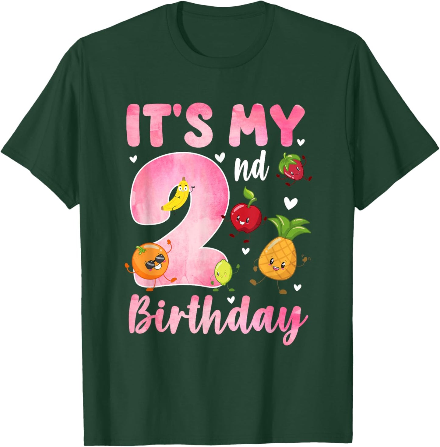 2 Year Old Girl It's My 2nd Birthday Dancing Fruit Theme T-Shirt - T-Shirt | Forest